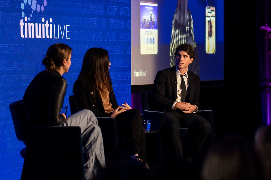 Diana DiGuido, Maya Wasserman, and Elan Lieber on stage at Tinuiti Live 2023