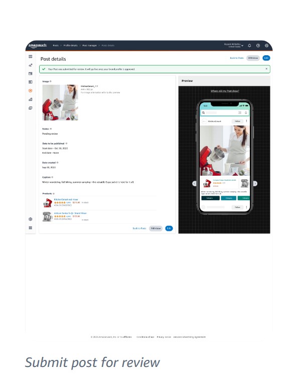 Example of how to submit Amazon post for review.