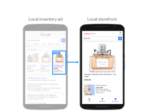 example of how local inventory ads work with local storefront