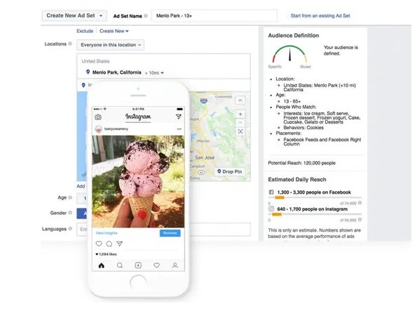 facebook ads manager used for creating instagram ads