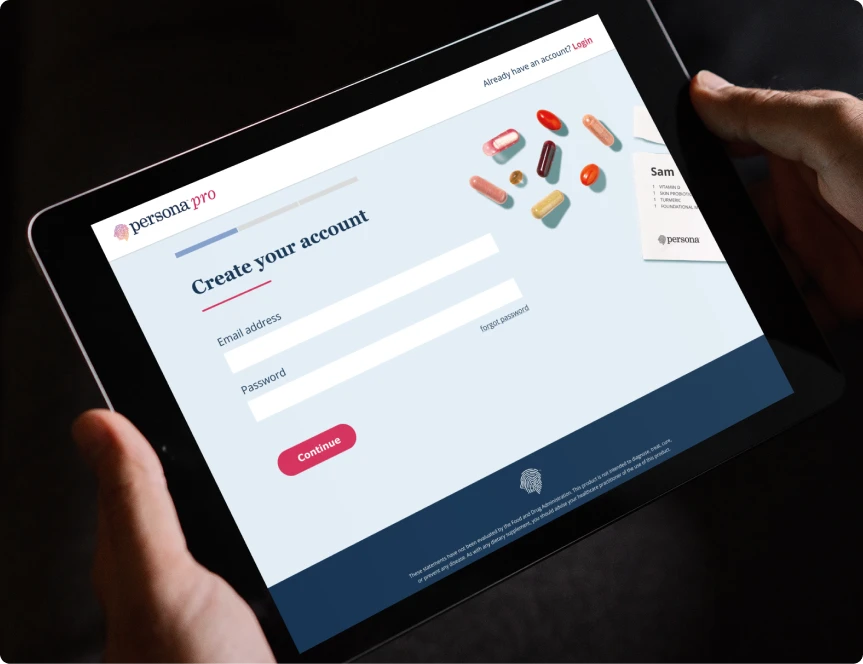 Create your account screen