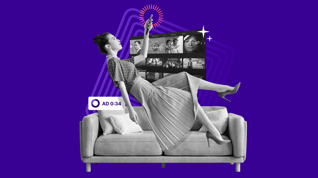 woman in front of streaming TV